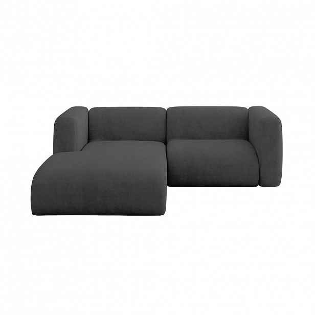 ALTDECOR ROHOVÁ SEDAČKA S LEVOU OTOMANOU MIRA-L1 227x179x89 Tmavě šedá Velur