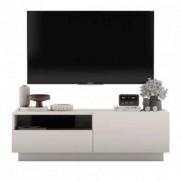 Meble Lindner TV stolek Enjoy Kašmír mat 120 cm se zásuvkou a soklem