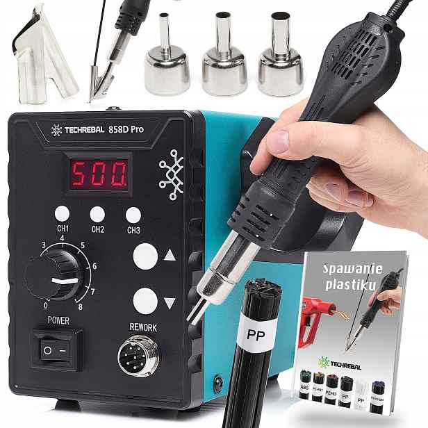 Pájecí stanice Techrebal 858D Pro 700W, tryska But, svařovací drát Pp černý 100g