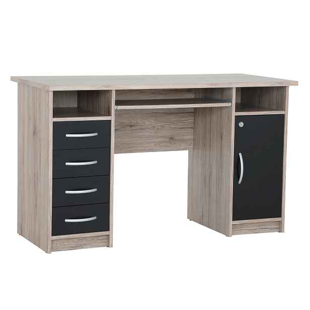 Szynaka Psací stůl Wallis 126 cm dun San Remo/černý