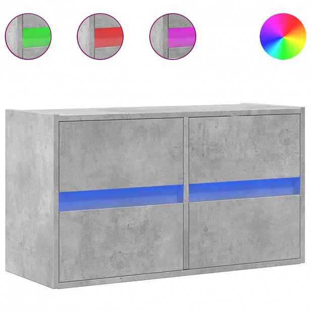 vidaXL Nástěnná TV skříňka s LED osvětlením betonově šedá 80x31x45 cm