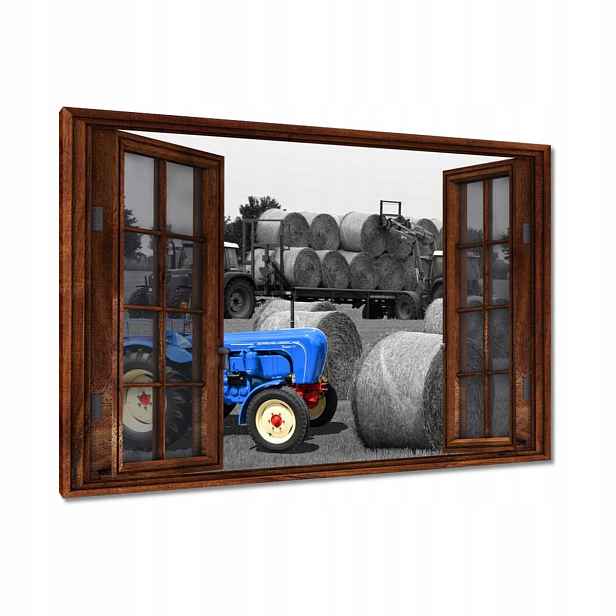 Obrazy 90x60 Sklizeň Modrý traktor