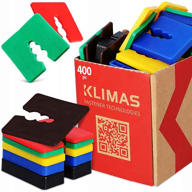 400 x Distanční Podložky 2-10 mm Vyrovnávací šrouby oken Klíny Montáž D4