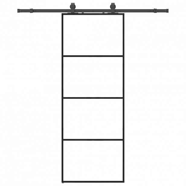 vidaXL Posuvné dveře se sadou kování černé 76x205 cm ESG Glass