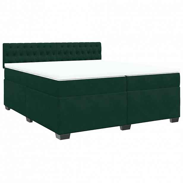 vidaXL Box spring postel s matrací tmavě zelená 200x200 cm samet