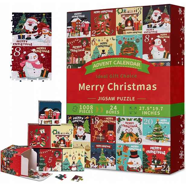 Adventní kalendář Puzzle 1008 dílků Vánoční Dárek 24 krabiček