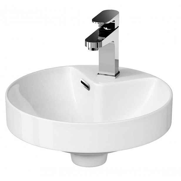 Cersanit Crea - Umyvadlo, průměr 38 cm, s přepadem, otvor pro baterii, bílá K114-002