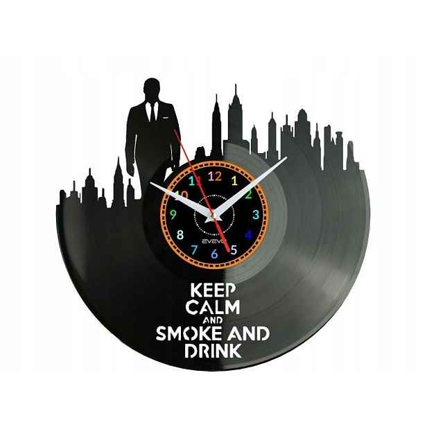 Keep Calm Dárek Originální dekorace do domu Hodiny z vinylové desky