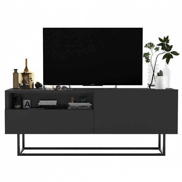 Meble Lindner TV stolek Enjoy Grafit mat 120 cm se zásuvkou a kovovým rámem