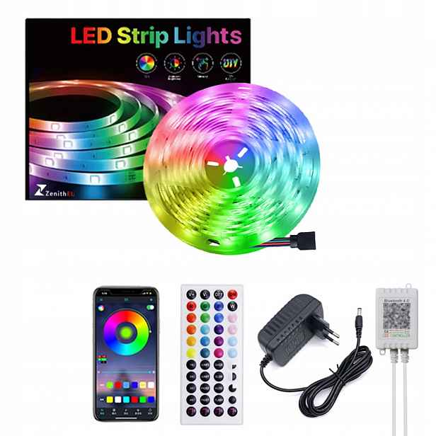 Rgb Led pásek 15M Ledy 230V 12V s Dálkovým Ovladačem Aplikací