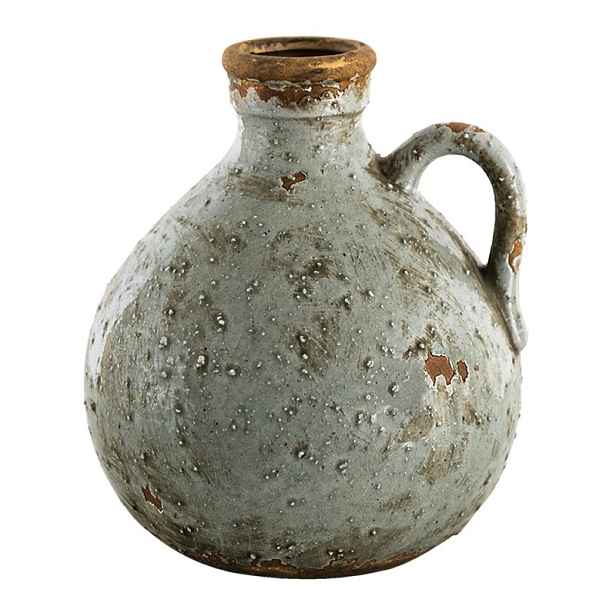 Šedá keramická dekorativní váza s ouškem - 18*17*20 cm Clayre & Eef