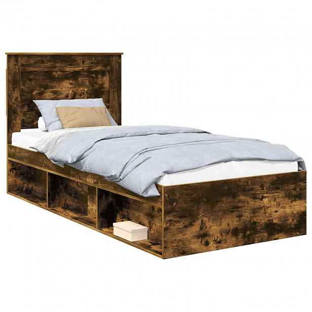 vidaXL Rám postele Kouřový dub 100 x 200 cm Kompozitní dřevo
