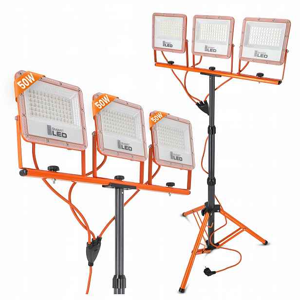 Halogen Led Stavební Stativ Osvětlovač 3x 50W 16500lm Pracovní lampa IP65