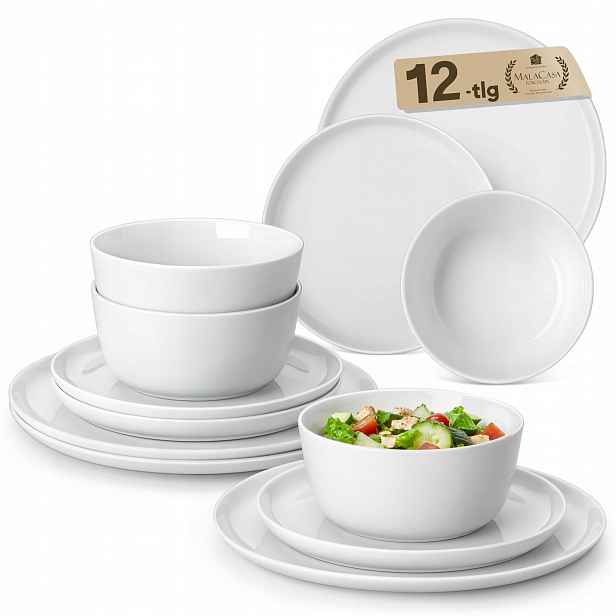 Sada nádobí Malacasa 12-dílná bílá 4 osoby Porcelán R16