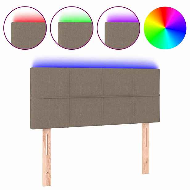 vidaXL Čelo postele s LED taupe 80 x 5 x 78/88 cm textil