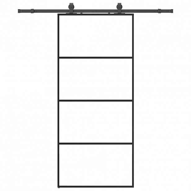 vidaXL Posuvné dveře se sadou kování černé 90x205 cm ESG Glass