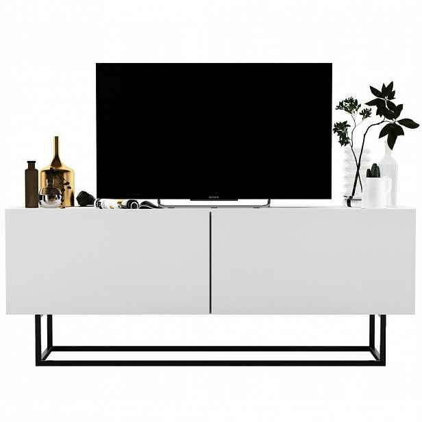 Meble Lindner TV stolek Enjoy Bílá mat 120 cm s kovovým rámem
