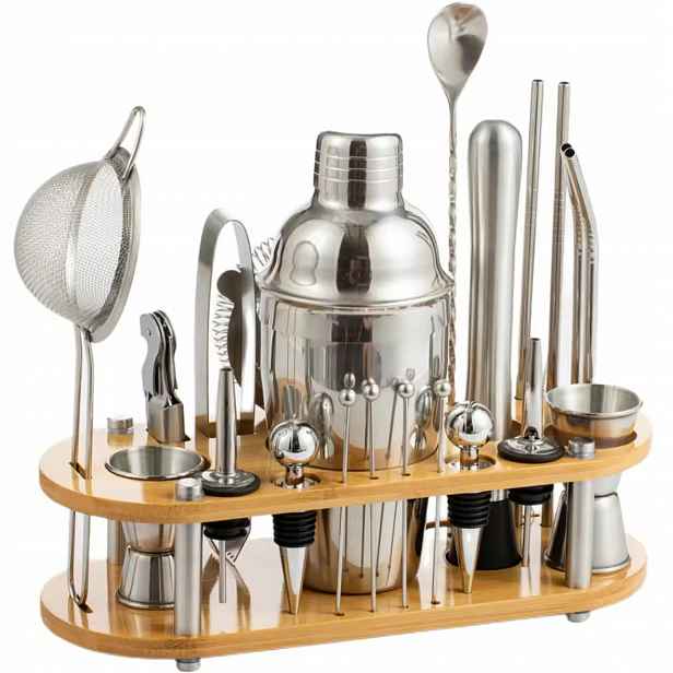 Profesionální Barmanský Set 25V1 Na Koktejly, Shaker 750 ML, Bambus Velký
