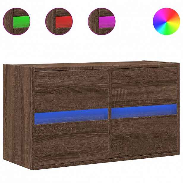 vidaXL Nástěnná TV skříňka s LED osvětlením hnědý dub 80 x 31 x 45 cm