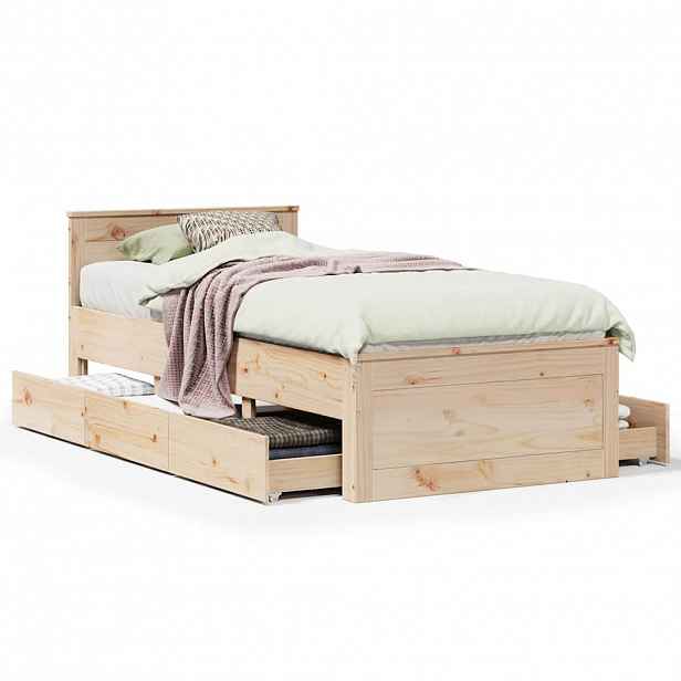 vidaXL Postel bez matrace s čelem 75 x 190 cm masivní borovice