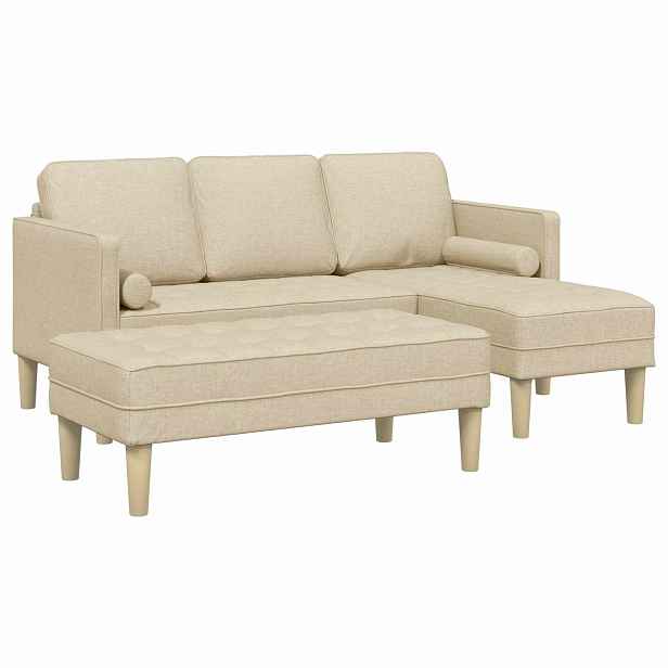 vidaXL Set pohovek 2 ks Krémová Polyester