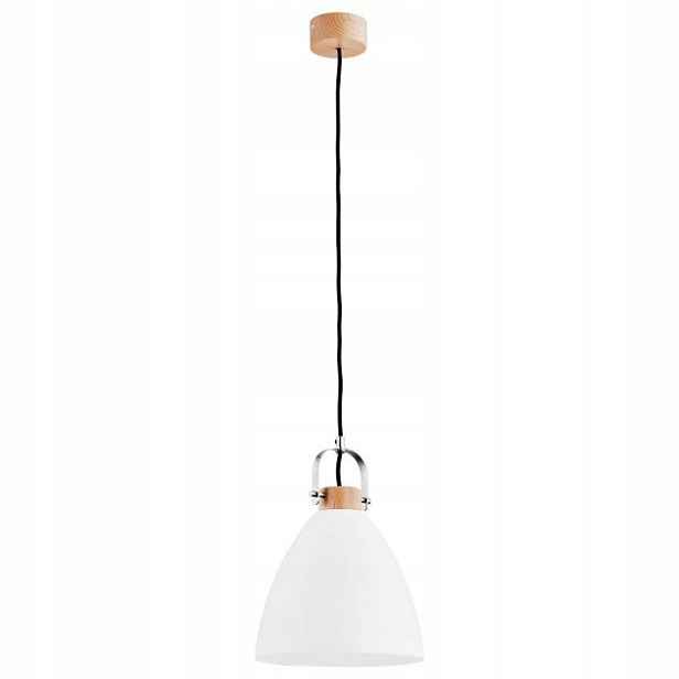 Závěsná lampa dřevěná, přírodní bílá, stínidlo nad stůl, ostrov Alfa