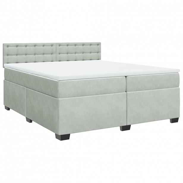 vidaXL Box spring postel s matrací světle šedá 200x200 cm samet