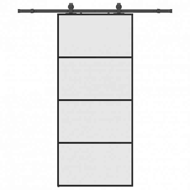 vidaXL Posuvné dveře se sadou kování černé 90x205 cm ESG Glass