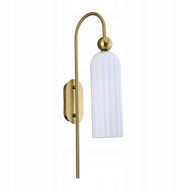 Nástěnné svítidlo glamour zlaté skleněné ozdobné bílé stínidlo Light Prestige