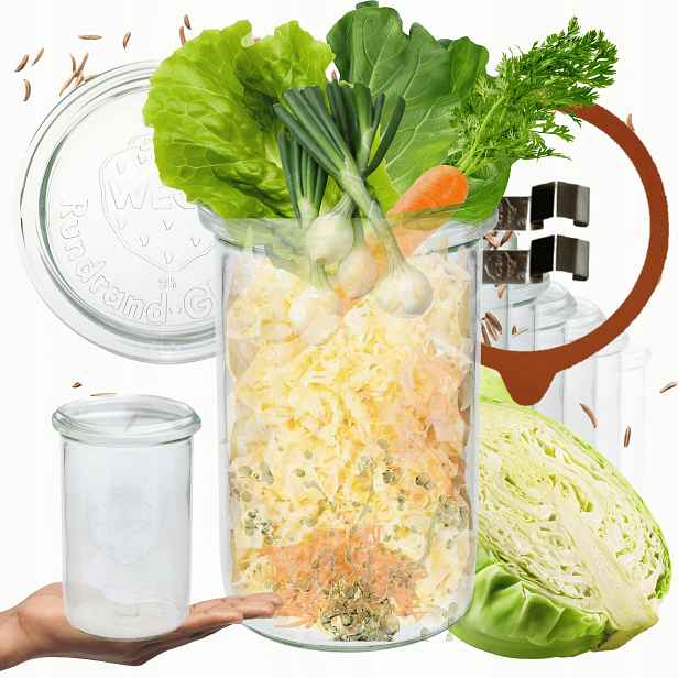 Sklenice Weck 1l 1050ml Mold žáruvzdorné spony víko gumička 6 Ks