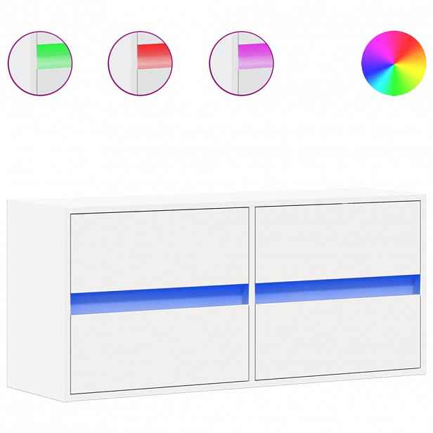 vidaXL Nástěnná TV skříňka s LED osvětlením bílá 100 x 31 x 45 cm