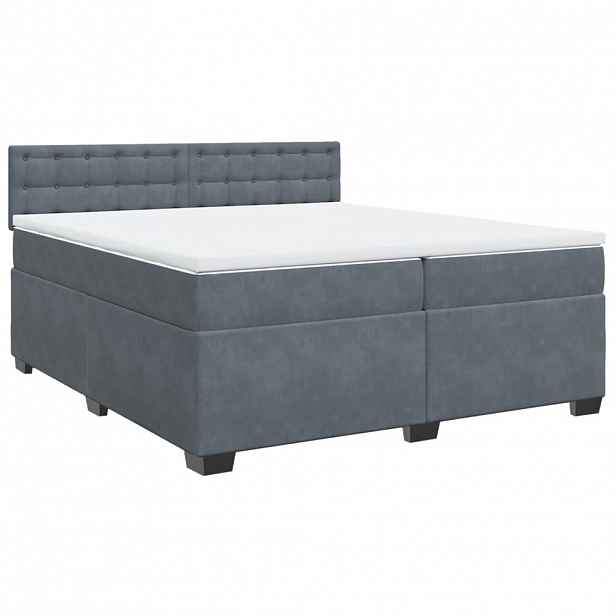 vidaXL Box spring postel s matrací tmavě šedá 200x200 cm samet