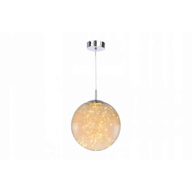 Závěsná Led lampa chromovaná skleněná koule 30 cm do ložnice 3000K Reality