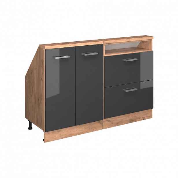 Vicco KUCHYŇSKÁ SKŘÍŇKA POD ŠIKMOU STŘECHU R-Line Antracitový vysoký lesk 120 cm Sada 2 kusů