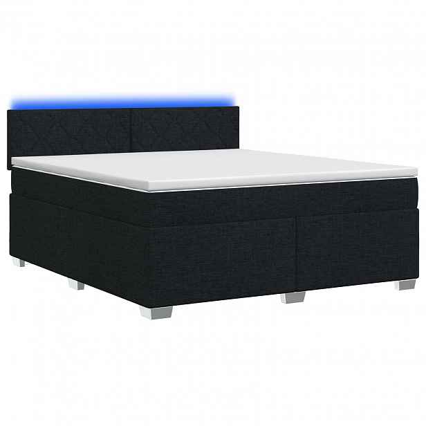 vidaXL Box spring postel s matrací a LED Černá 140 x 200 cm Textil