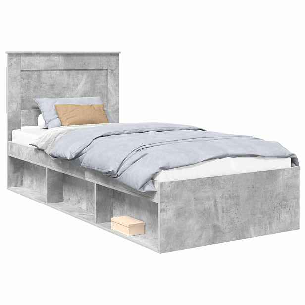 vidaXL Rám postele Betonově šedá 90 x 190 cm Masivní borové dřevo