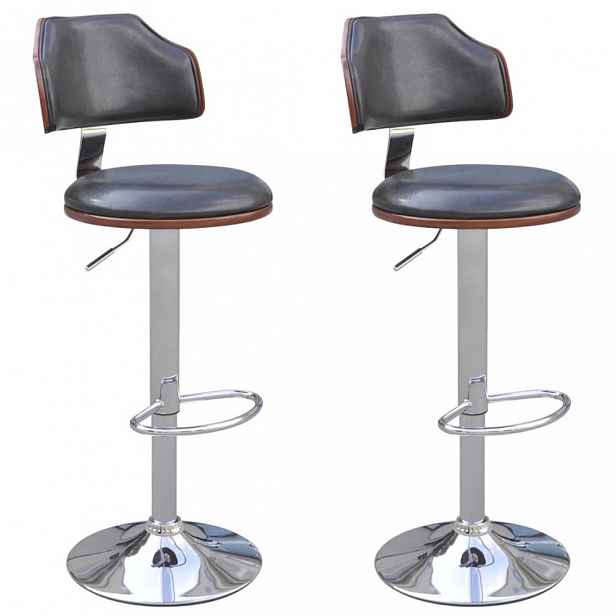 Barová židle 2 ks dřevo / kov / umělá kůže šedá