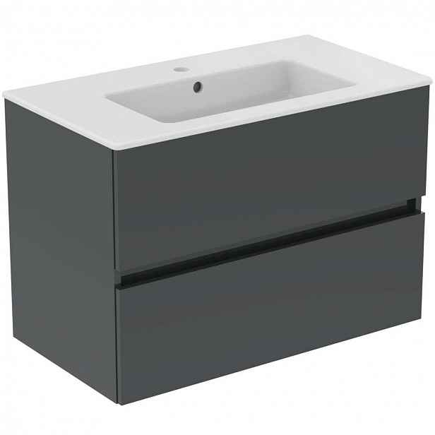 Ideal Standard Eurovit+ - Skříňka s umyvadlem, 55x80x44 cm, 2 zásuvky, tmavě šedá R0574TI