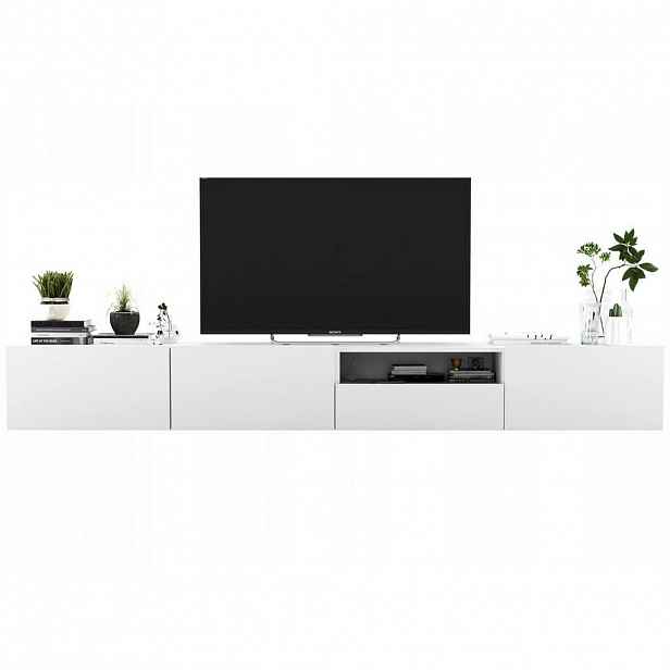 Meble Lindner SADA 2 TV stolků Enjoy Bílá mat 240 cm se zásuvkou