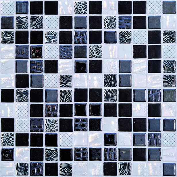 Skleněná mozaika Safari negro 30x30 cm lesk SAFARINE