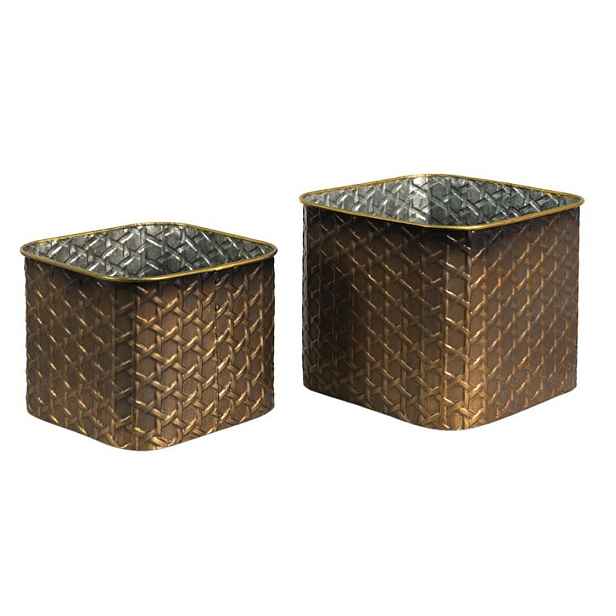 2ks zlatý antik dekorační obal na květináč  - 20*20*17 / 18*18*14 cm Clayre & Eef