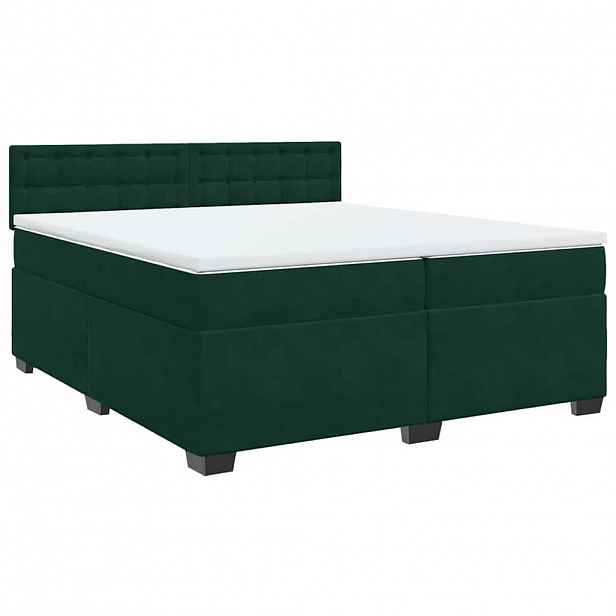 vidaXL Box spring postel s matrací tmavě zelená 200x200 cm samet