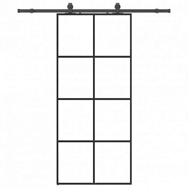 vidaXL Posuvné dveře se sadou kování černé 90x205 cm ESG Glass