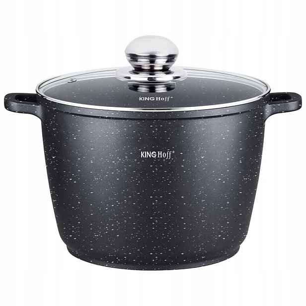 Hrnec s poklicí mramorový povrch 24cm objem 6,2L černý KINGHoff