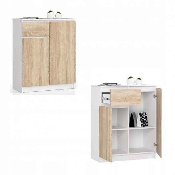 Komoda skříňka K80 2D 1SZ bílá-sonoma Akd