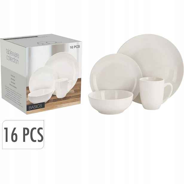 Sada nádobí 16dílná Bone China, bílý porcelán, výška: 290 mm, délka: 280