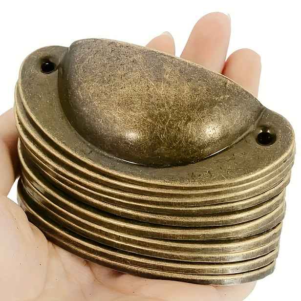 TEMU Sada 10 zapuštěných kovových úchytů ve starožitném stylu, vhodné pro zásuvky, skříňky a odpadkové koše, s montážním materiálem, lakovaná