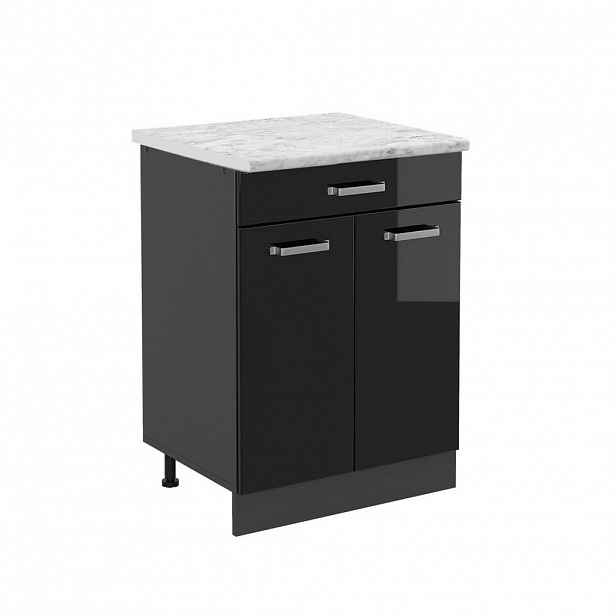 Vicco SPODNÍ SKŘÍŇKA KUCHYŇSKÉ LINKY R-Line Černý vysoký lesk 60 cm PD Mramor