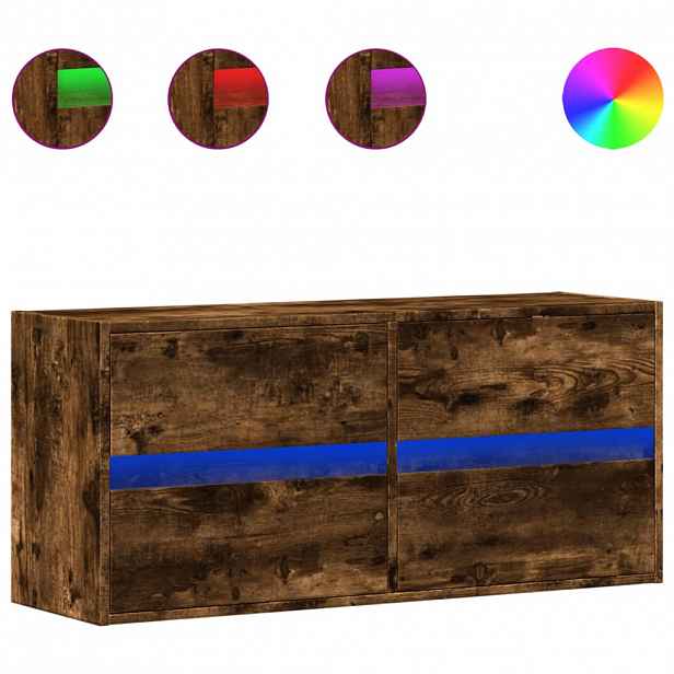 vidaXL Nástěnná TV skříňka s LED osvětlením kouřový dub 100x31x45 cm
