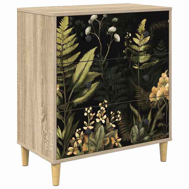 vidaXL Příborník RHENEN Tropický džungle potisk 66 x 36,5 x 75 cm